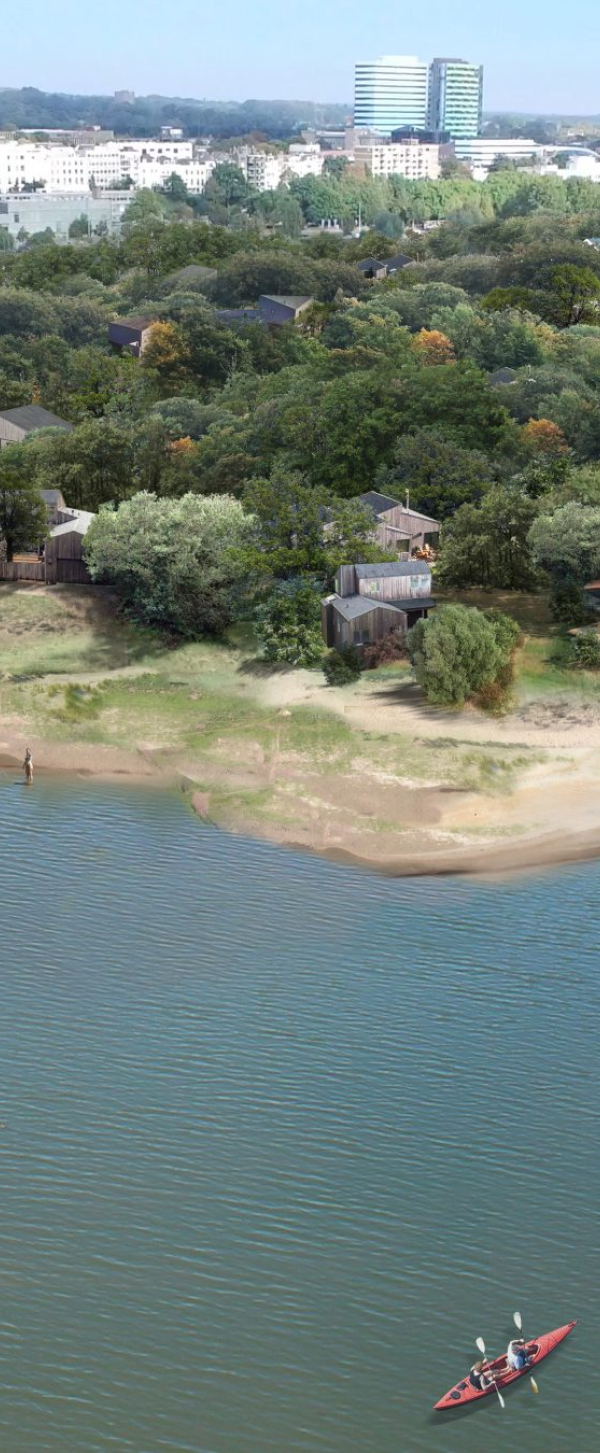 Vogelvlucht van Meijnerseiland te Arnhem met het gegenereerde project