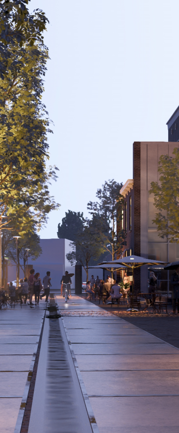 Inkijk in de straat van het Dikkersproject in Hengelo, gegenereerd door de AI