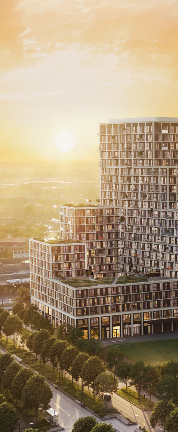 Impressie beeld van het project Metterswane in Nijmegen, vanaf vogelvlucht te zien