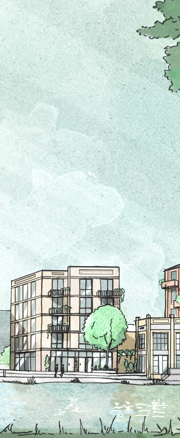 Tekening van het bouwplan van het project