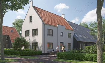 Impressie beeld van een groot wit huis in De Boomgaard
