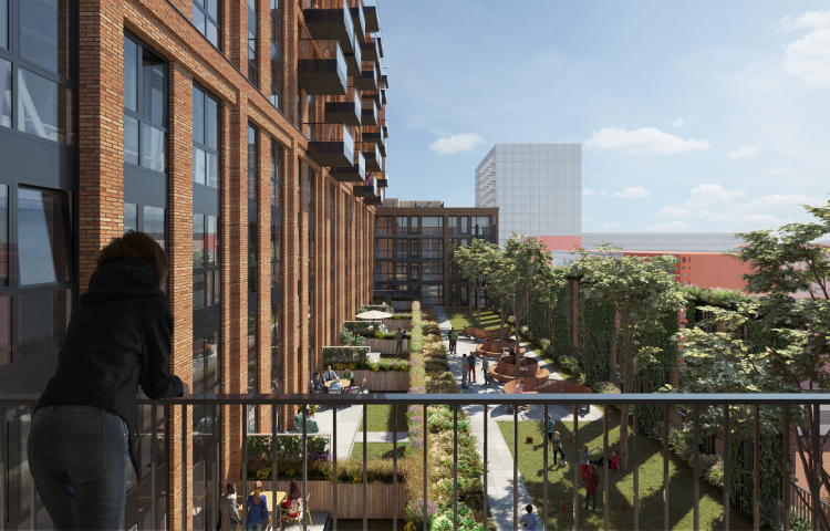 Hoofddorp project SEM aanzicht vanaf boven op de daktuin