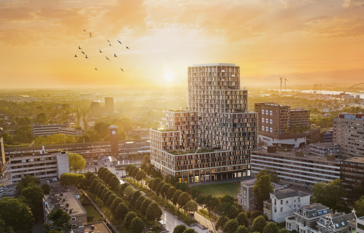 Impressie beeld van het project Metterswane in Nijmegen, vanaf vogelvlucht te zien