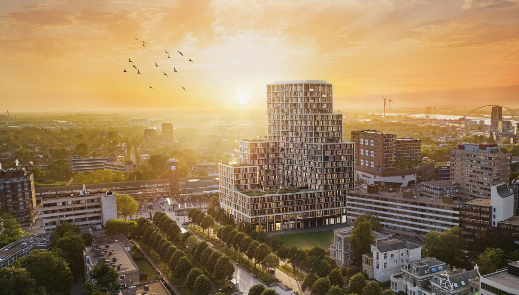 Impressie beeld van het project Metterswane in Nijmegen, vanaf vogelvlucht te zien