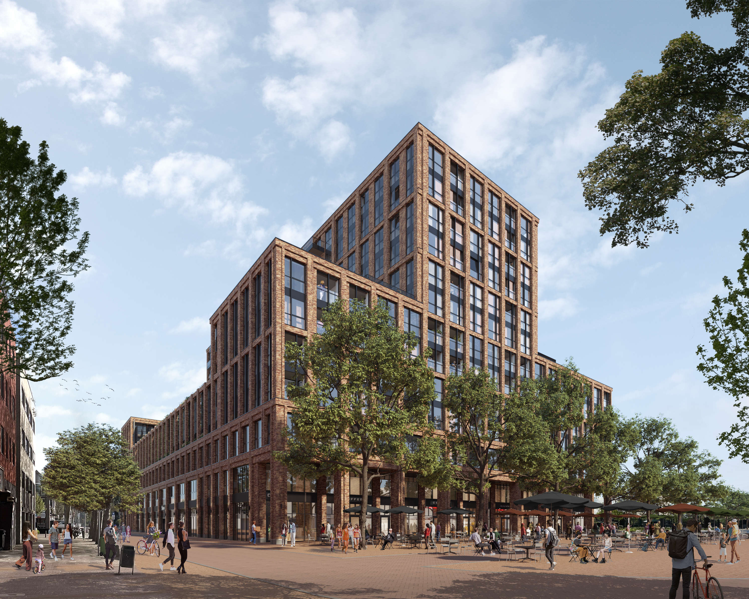 Hoofddorp project SEM aanzicht op de hoek van het Raadhuisplein